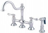 Restoration Bridge Kitchen Faucet With Brass Sprayer In 8.5" Spout Height