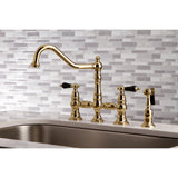 Duchess Bridge Four Hole Kitchen Faucet With Brass Sprayer - BUILDMYPLACE