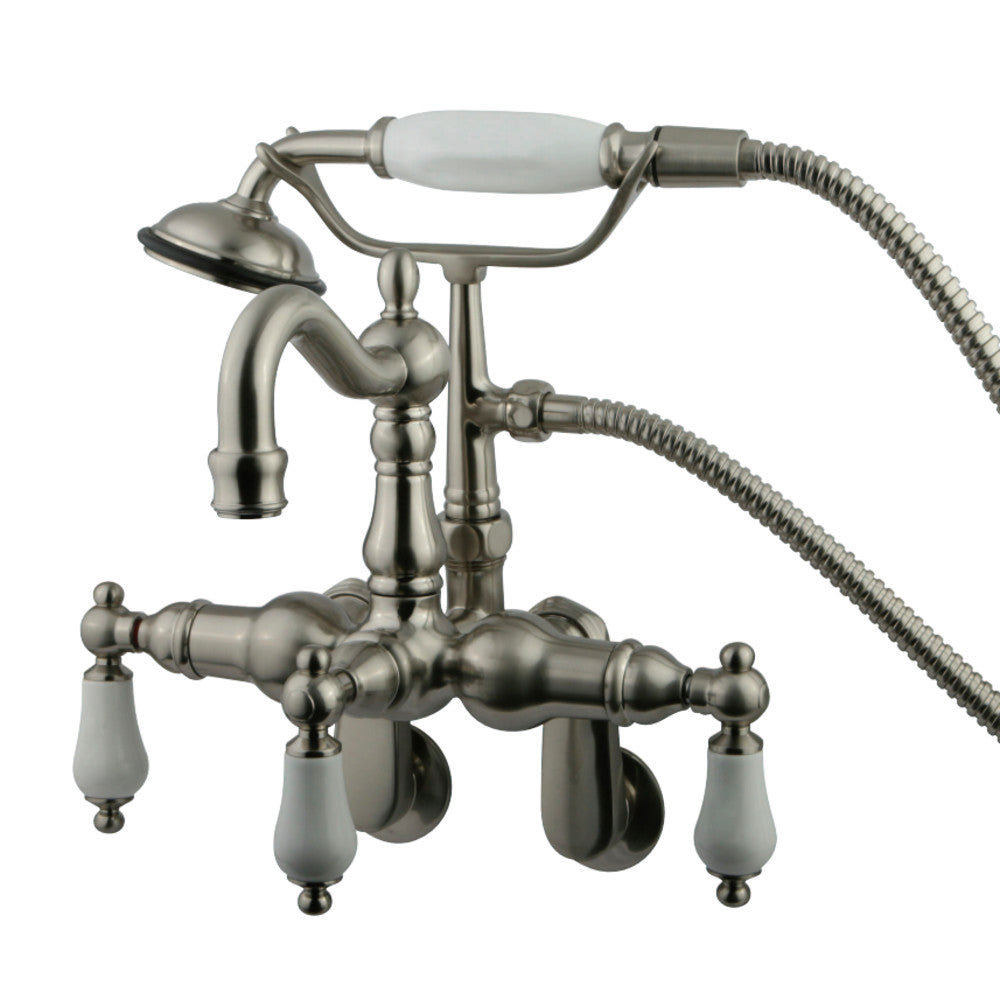 Vintage Adjustable Center Wall Mount Tub Faucet With Hand Shower In 7.5" Spout Reach