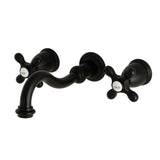 Vintage Two-handle 3-Hole Wall Mount Bathroom Faucet