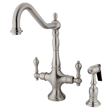Heritage Two Handle Kitchen Faucet W/ Brass Sprayer