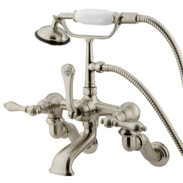 Vintage Wall Mount Tub Faucet With Hand Shower In 3" To 11" Adjustable Wall Mount Swing Arms