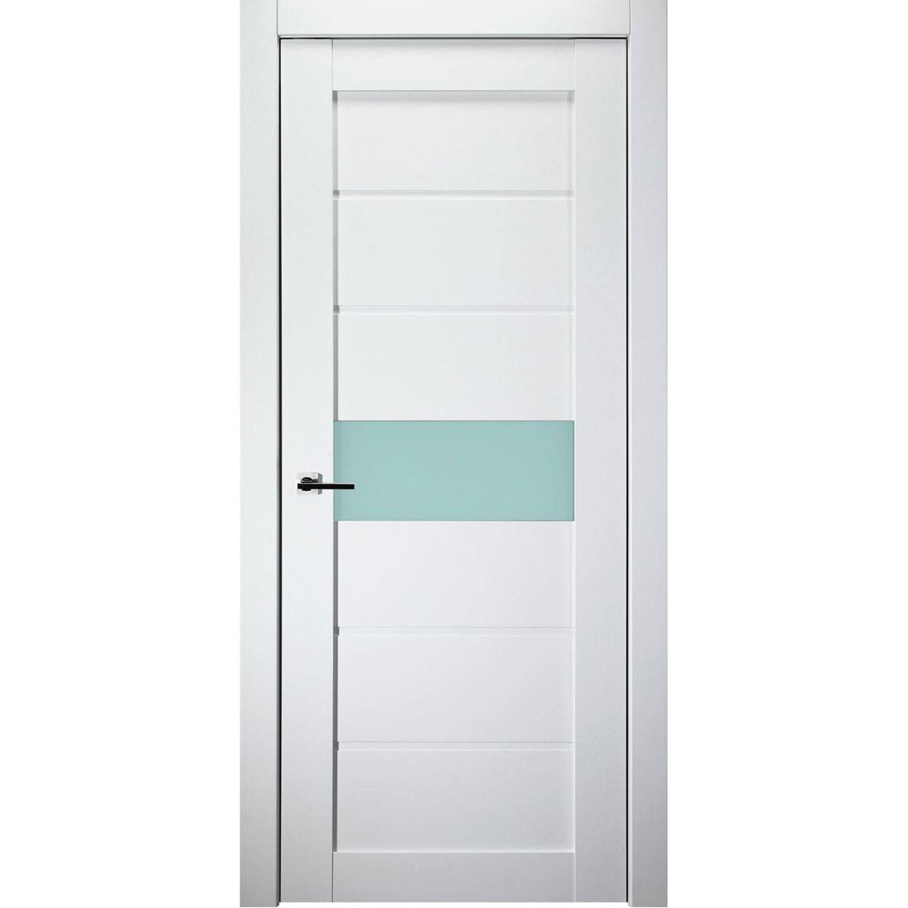 Edna Vetro Interior Door in Bianco Noble Finish