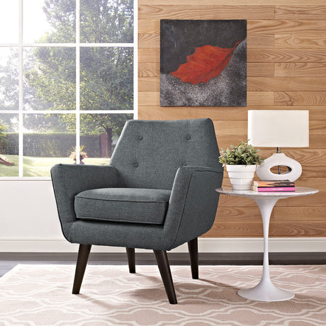 Modern Posit Fabric Upholstered Accent Lounge Armchair - Plush Dual Cushion Club Chair - BUILDMYPLACE