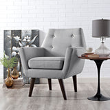 Modern Posit Fabric Upholstered Accent Lounge Armchair - Plush Dual Cushion Club Chair - BUILDMYPLACE