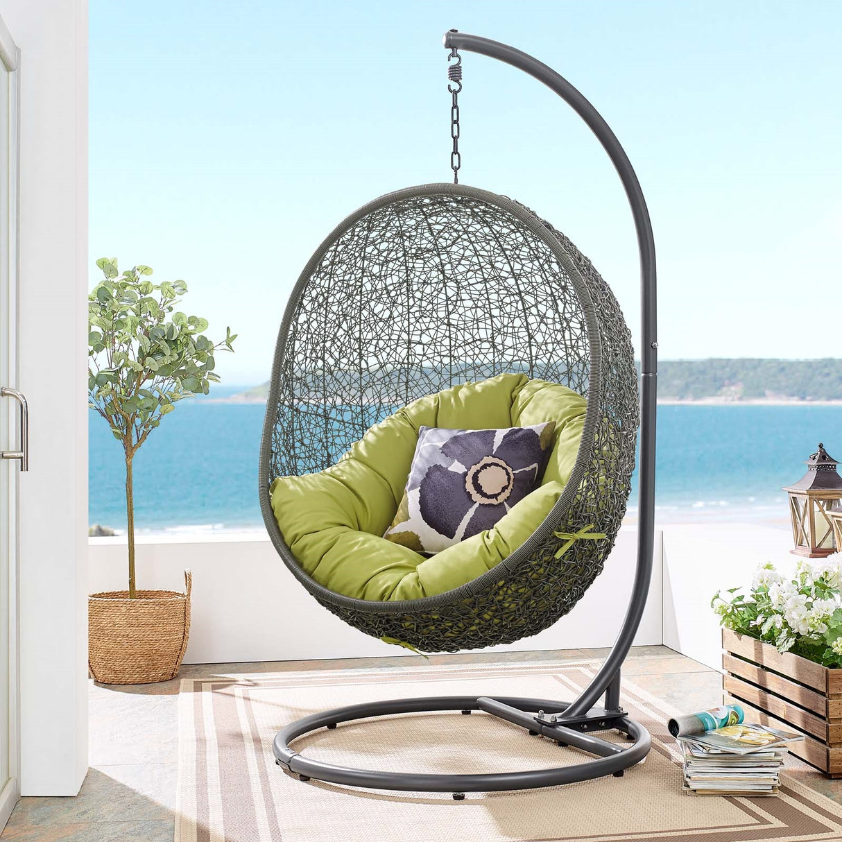 Egg Hammock Chair With Hanging Kits - Fastness Hanging Hide Outdoor Patio Swing Chair With Stand - BUILDMYPLACE