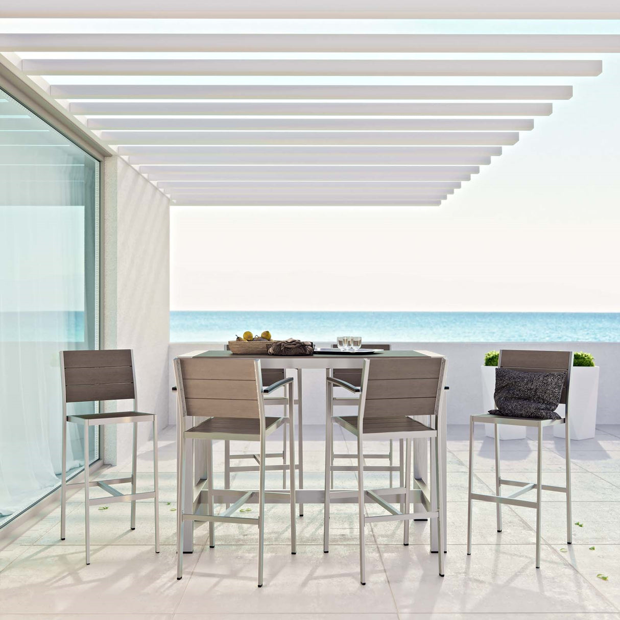 Shore 7 Piece Outdoor Patio Aluminum Dining Set - BUILDMYPLACE