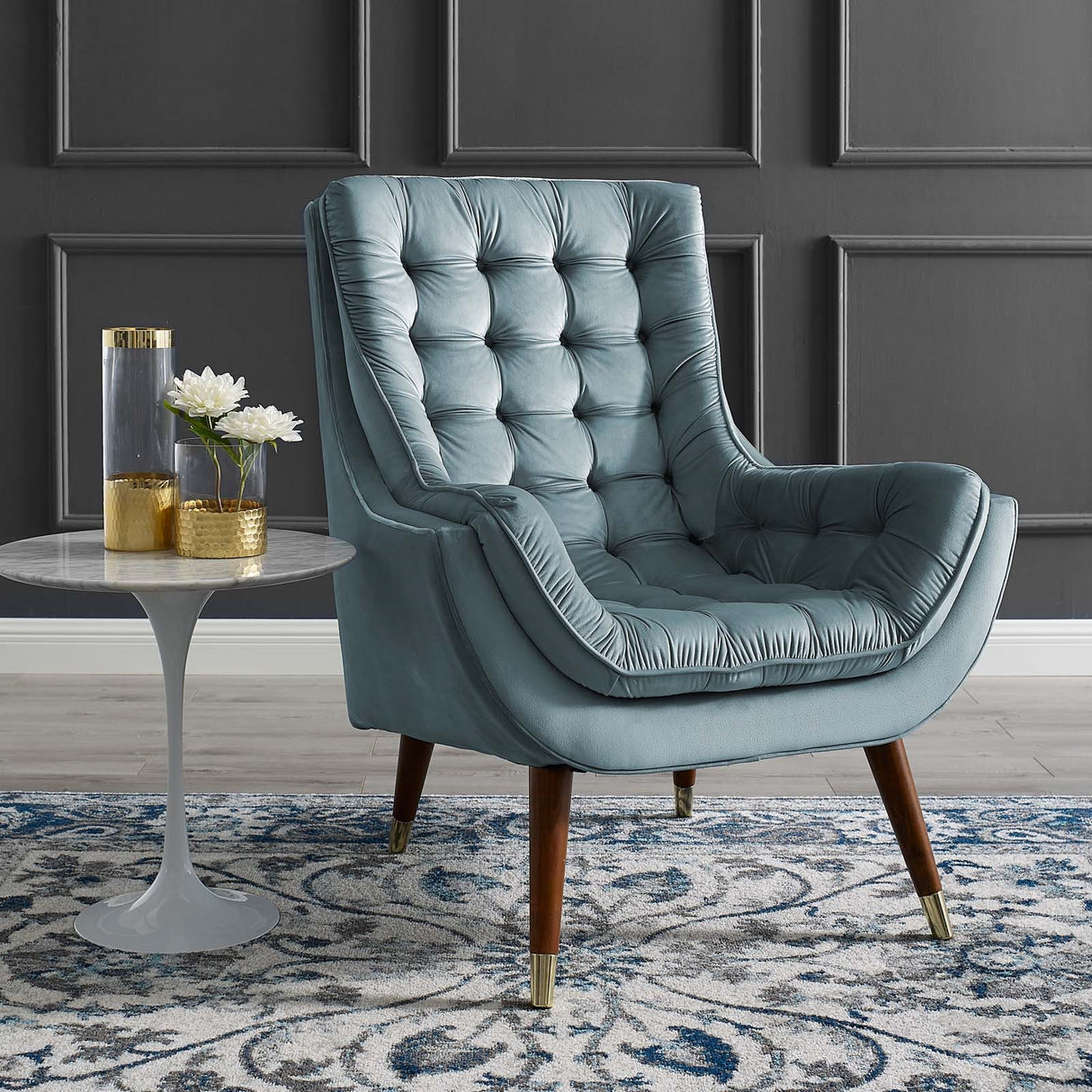 Modern Upholstered Performance Suggest Button Tufted Velvet Lounge Chair - BUILDMYPLACE