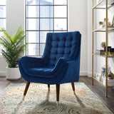 Modern Upholstered Performance Suggest Button Tufted Velvet Lounge Chair - BUILDMYPLACE