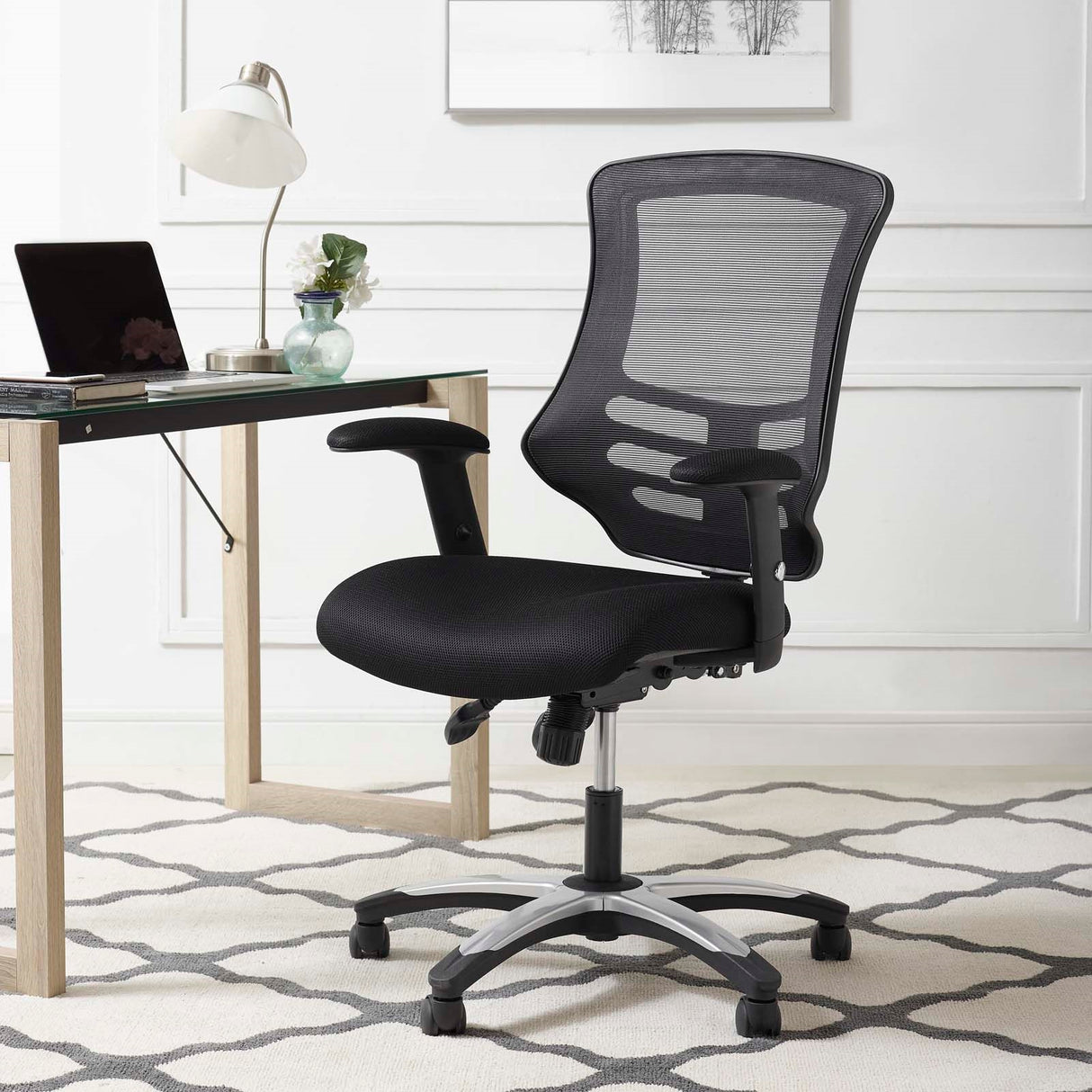 Mid Back Calibrate Mesh Office Chair with Padded Armrest- Ergonomic  Computer Desk - BUILDMYPLACE