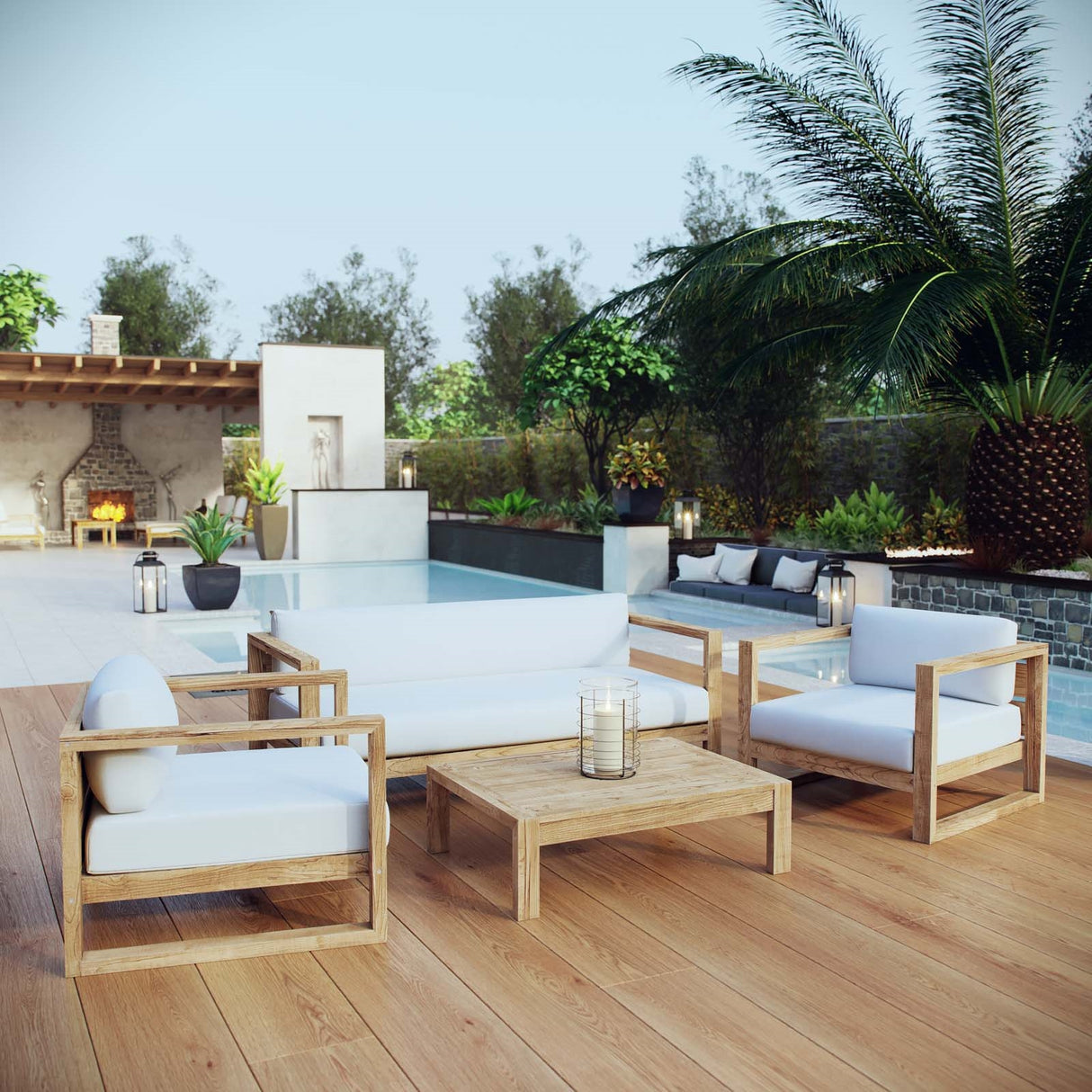 Upland 4 Piece Outdoor Patio Teak Set - BUILDMYPLACE