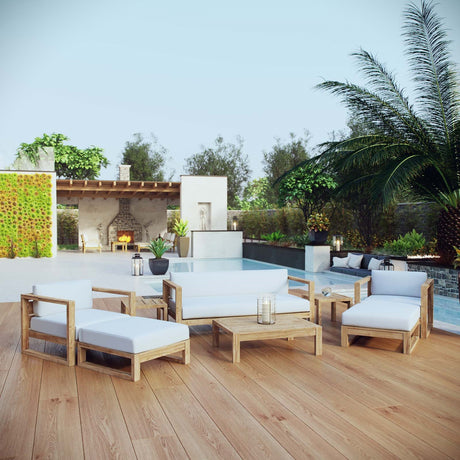 Upland 8 Piece Outdoor Patio Teak Set - BUILDMYPLACE