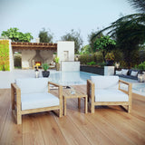 Upland 3 Piece  2 Seater Outdoor Patio Teak Set With Upland Side Table - BUILDMYPLACE