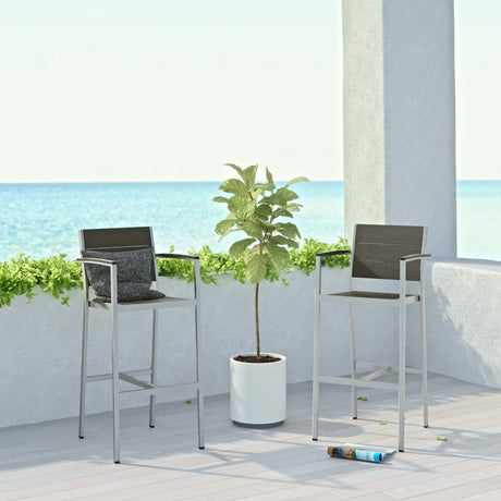 Shore Bar Stool Outdoor Patio Aluminum Set Of 2 - BUILDMYPLACE