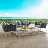 Stance 4 Piece Outdoor Patio Aluminum Sectional Sofa Set With Stance Loveseat - BUILDMYPLACE