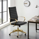 Jive Gold Stainless Steel Highback Ergonomic Computer Office Chair With Armrests - BUILDMYPLACE