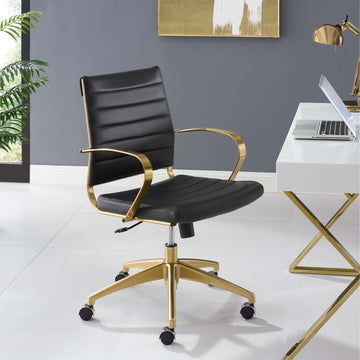 26"L x 26"W x 35 - 38"H - Jive Gold Stainless Steel Midback Office Chair Conference Room