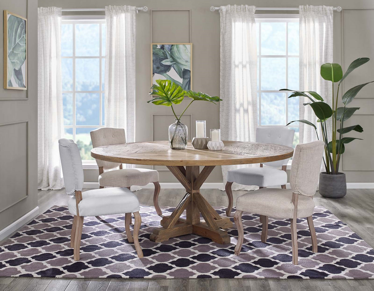 Stitch 71" Round Pine Wood Dining Table - Farmhouse Kitchen And Dining Room Table - BUILDMYPLACE