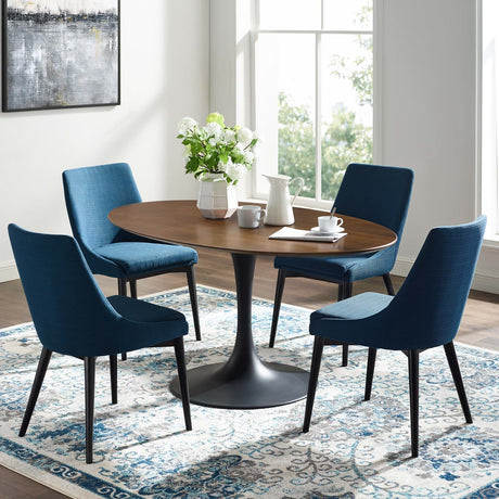 Lippa 60" Oval Top Dining Table in Walnut - Modern Dining Table Set - BUILDMYPLACE
