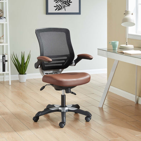 Ergonomic Drafting Chair with Adjustable Foot Ring and Flip-Up Arms Vinyl Seat - For Desk Chair - BUILDMYPLACE