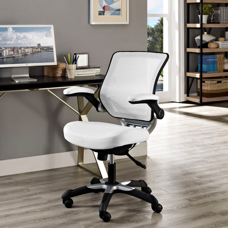 Ergonomic Drafting Chair with Adjustable Foot Ring and Flip-Up Arms Vinyl Seat - For Desk Chair - BUILDMYPLACE