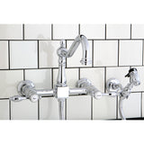 Tudor Wall Mount Bridge Kitchen Faucet with Brass Sprayer