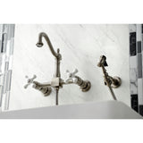 Heritage Wall Mount Bridge Kitchen Faucet W/ Brass Sprayer