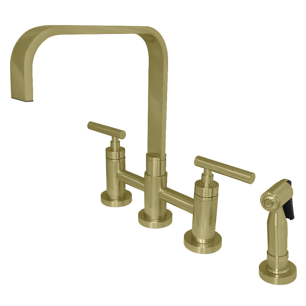 Manhattan Double Handle Kitchen Faucet With Brass Side Sprayer