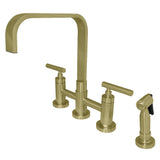 Manhattan Double Handle Kitchen Faucet With Brass Side Sprayer