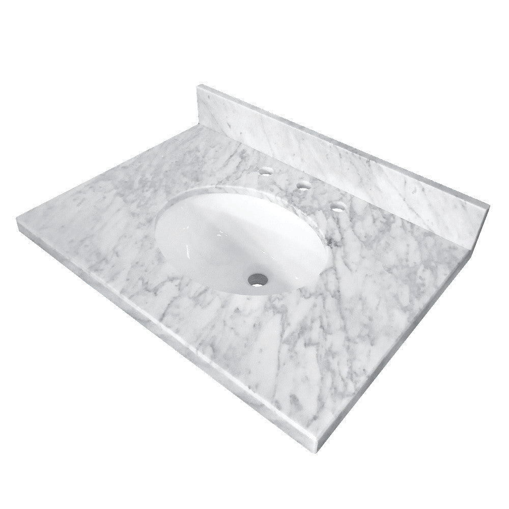 Fauceture Templeton 30" x 22" Carrara Marble Vanity Top with Oval Sink, Carrara Marble