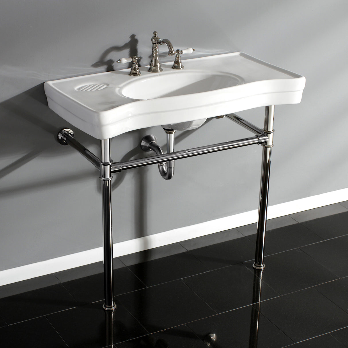 Imperial 36" x 19" Ceramic Console Sink with Stainless Steel Legs