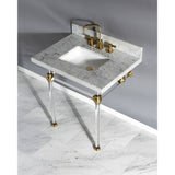 Templeton 30" x 22" Carrara Marble Vanity Top with Clear Acrylic Console Legs