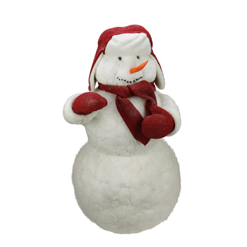 3.5' Commercial White Fluffy Sparkling Glittered Plush Christmas Snowman Figure