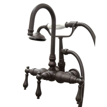 Vintage Wall Mounted Clawfoot Tub Faucet With Metal Lever Handles Includes Person Hand Shower