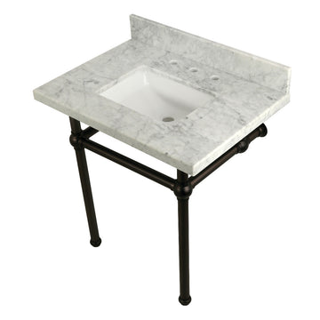 Templeton Vanity with Sink & Brass Feet Combo, 30" x 22", Carrara Marble