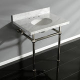 Templeton 30" X 22" Carrara Marble Vanity Top with Brass Feet Combo