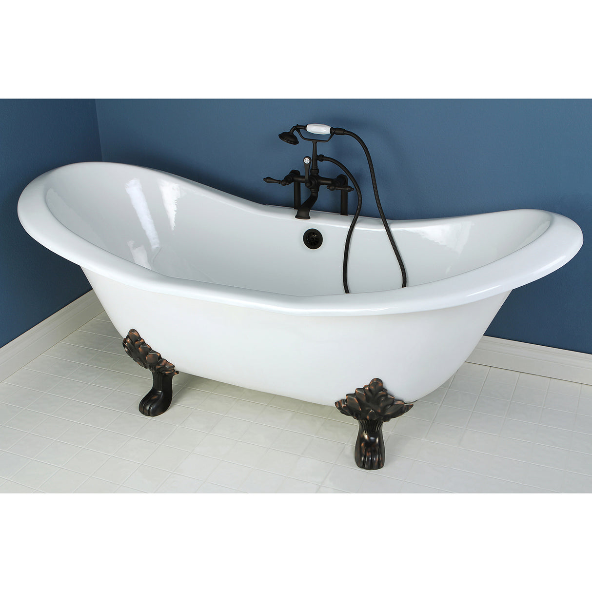 Cast Iron Double Slipper Clawfoot Tub (No Faucet Drillings)