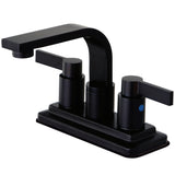 NuvoFusion 4 In. Centerset 2-Hole Double Handle Deck Mount Bathroom Sink Faucet With brass push pop-up