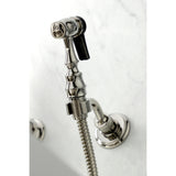 Heritage Two-Handle Wall Mount Bridge Kitchen Faucet With Brass Sprayer