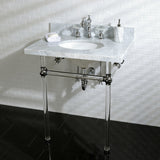 Templeton 30" x 22" Carrara Marble Bathroom Console Vanity with Acrylic Pedestal