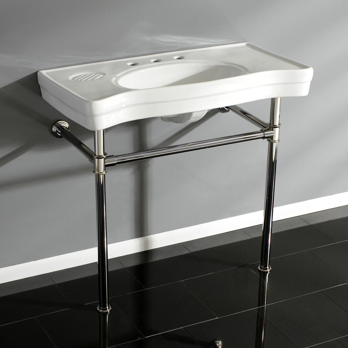 Imperial 36" x 19" Ceramic Console Sink with Stainless Steel Legs