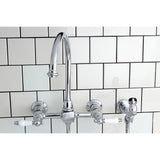 Restoration Wall Mount Bridge Kitchen Faucet with Brass Sprayer