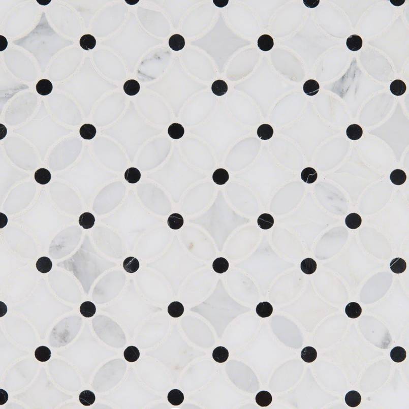 13" X 13" Florita Pattern Polished Cool White Marble Mosaic Sheet (12.1SQ FT/CTN)