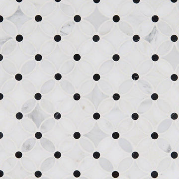 13" X 13" Florita Pattern Polished Cool White Marble Mosaic Sheet (12.1SQ FT/CTN)