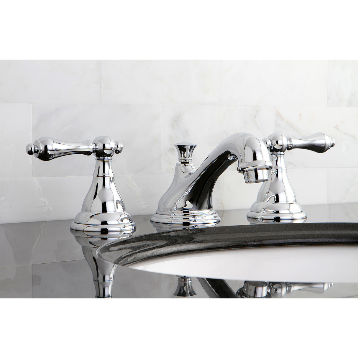 Royale Widespread Bathroom Faucet W/ Pop-Up Drain Assembly & Metal Lever Handles