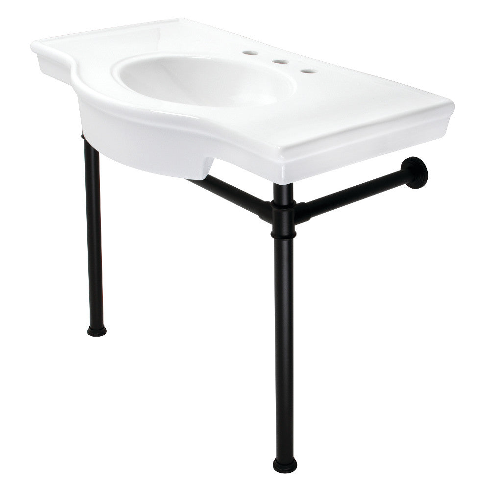 Templeton 37" x 22" Ceramic Console Sink with Stainless Steel Legs