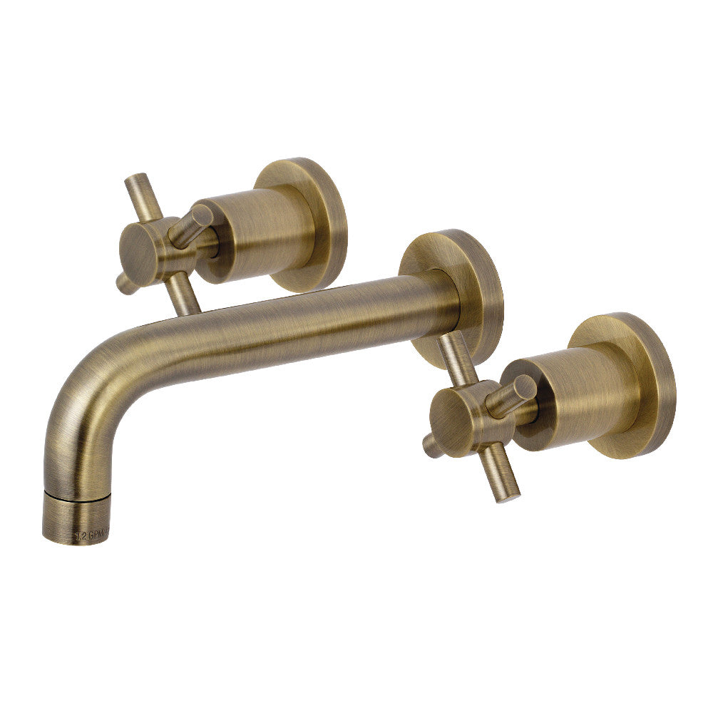 Contemporary 2-Handle Wall Mount Bathroom Faucet with Lever Handles in  Polished Brass