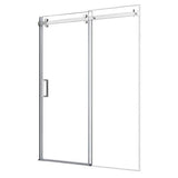 Semi - Frameless Sliding Shower Door With Clear Glass And Horizontal Handles - Lagoon