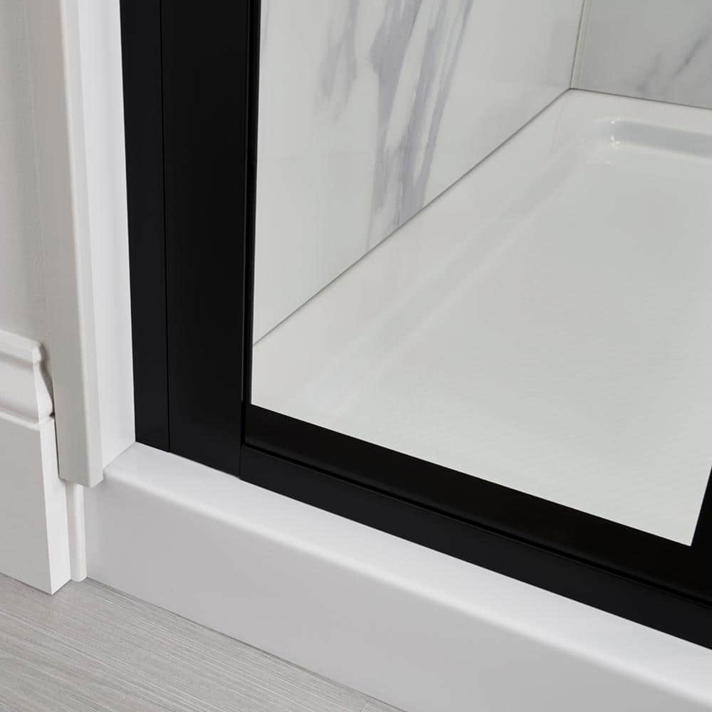 Marina Framed Stainless Steel Pivot Shower Door & Panel with 3/8 In Tempered Safety Glass