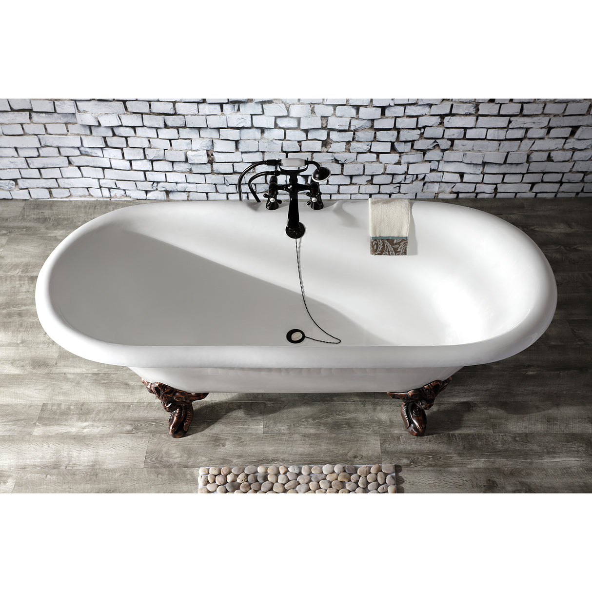 Cast Iron Double Ended Clawfoot Tub with 7 - Inch Faucet Drillings - BUILDMYPLACE